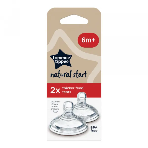 Tommee Tippee ANTI-COLIC Cumlík Na Fľašu Natural Start Hustá Strava 6m+, 2 ks