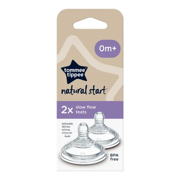 Tommee Tippee ANTI-COLIC Cumlík Na Fľašu Natural Start Pomalý Prietok 0m+, 2 ks
