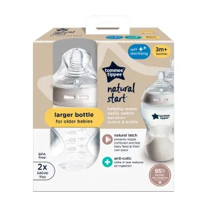 Tommee Tippee Natural Start Anti-Colic samosterilizačná dojčenská fľaša Medium Flow 3 m+ 2x340 ml