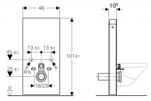GEBERIT - Monolith Sanitárny modul na závesné WC, 101 cm, spodný prívod vody, biela 131.021.SI.5