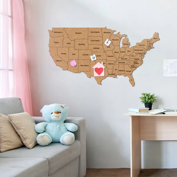 Korková mapa USA na stenu