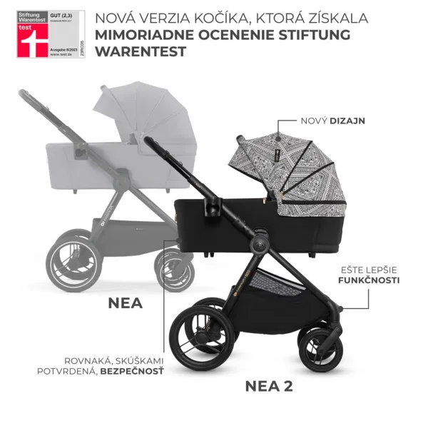 Kočík Kinderkraft Nea 2 limitovaná edícia Bizuu 2v1 Farba: Lunar Black