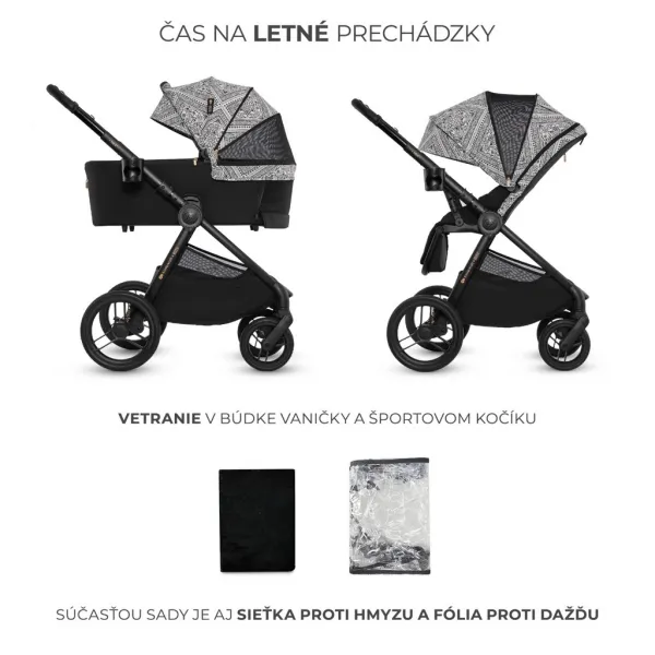 Kočík Kinderkraft Nea 2 limitovaná edícia Bizuu 2v1 Farba: Lunar Black