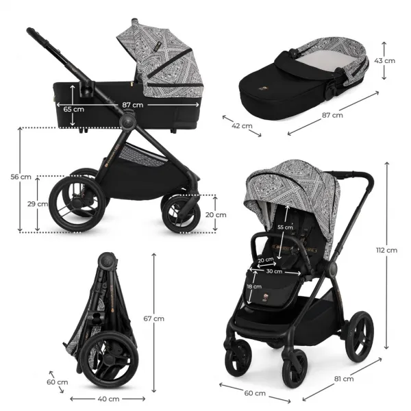 Kočík Kinderkraft Nea 2 limitovaná edícia Bizuu 2v1 Farba: Lunar Black