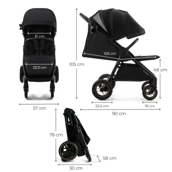 Kočík Kinderkraft Mitzy Air Farba: Black
