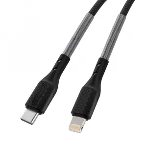 Forcell Carbon kábel, USB-C - Lightning, Power Delivery, PD27W, CB-01C, čierny, 1 m
