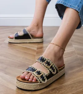 Gemre Čierne trblietavé espadrilky s prackami Induri