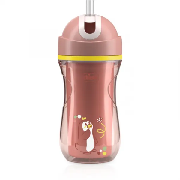 CHICCO Hrnček Sport so slamkou pink, 14m+