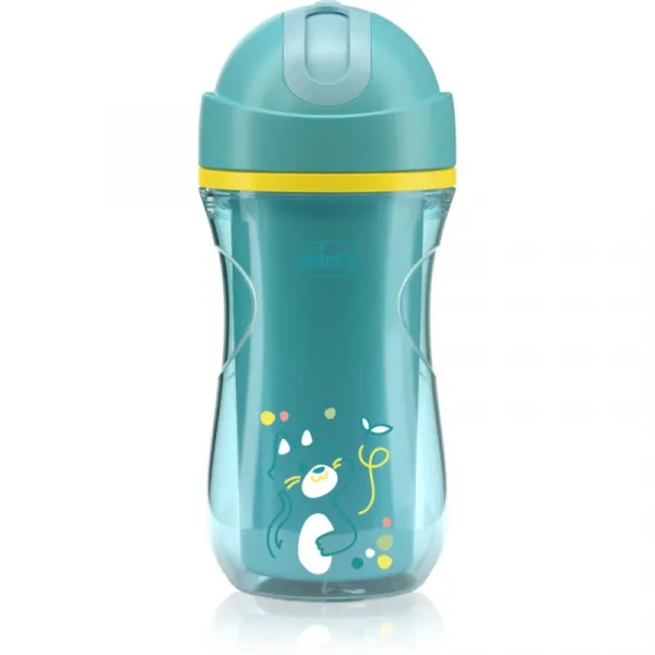 CHICCO Hrnček Sport so slamkou teal, 14m+