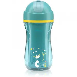 CHICCO Hrnček Sport so slamkou teal, 14m+