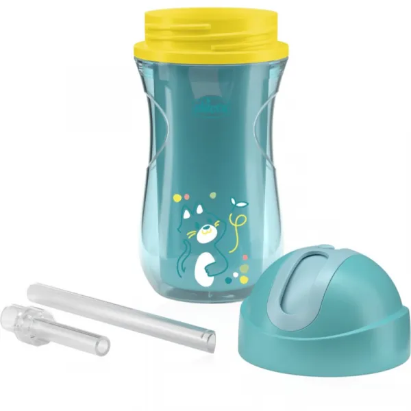 CHICCO Hrnček Sport so slamkou teal, 14m+
