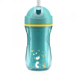 CHICCO Hrnček Sport so slamkou teal, 14m+