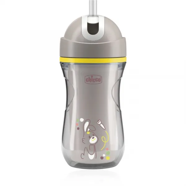 CHICCO Hrnček Sport so slamkou grey, 14m+