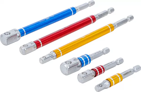 BGS Technics BGS 74424 – Farebná sada adaptérov pre vŕtačky (6 dielov)