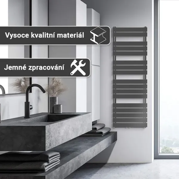 AQUAMARIN vertikál. kúpeľňový radiátor 160 x 60 cm, antracit