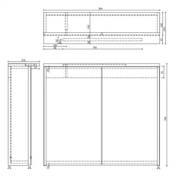 KAWA STRIP galéria s LED osvetlením 90x70x22cm, biela WGL90S