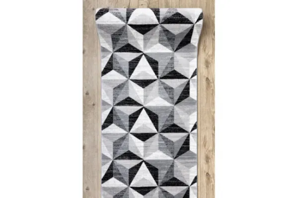 Behúň ARGENT - W6096 trojuholníky 3D sivý / čierny