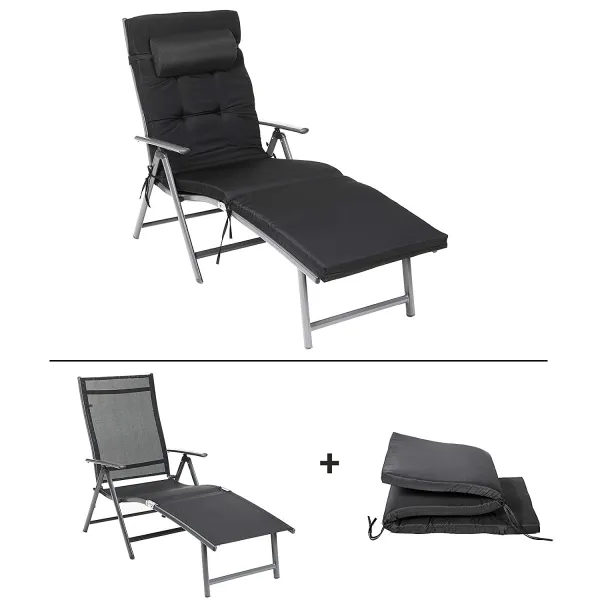 SONGMICS Zahradní lehátko FOLD černé