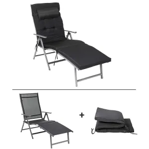 SONGMICS Zahradní lehátko FOLD černé