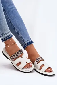 Dámske Kožené Sandále S Velcro Leopard Vinceza
