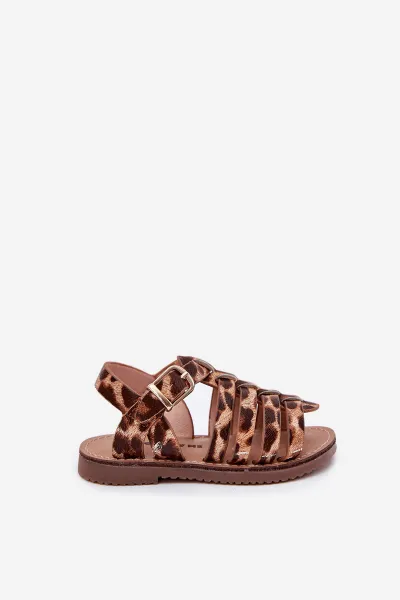 Boto Detské Sandále Dievčenské Z Eko Kože Leopard Mariana