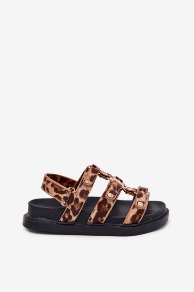 Boto Dievčenské Sandále So Zlatým Detailom Leopard Lunessa