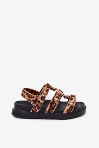 Boto Dievčenské Sandále So Zlatým Detailom Leopard Lunessa