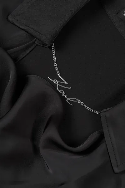 Šaty Karl Lagerfeld Satin Dress W/ Karl Chain Black