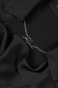Šaty Karl Lagerfeld Satin Dress W/ Karl Chain Black