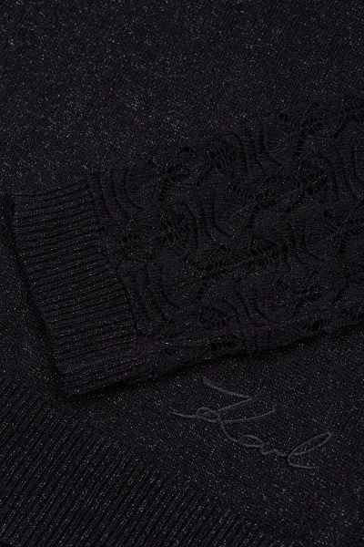 Sveter Karl Lagerfeld Fan Lace Long Sleeve Black