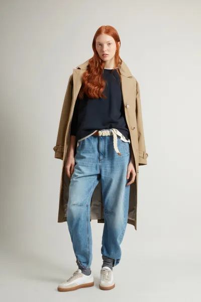 Mikina Woolrich Classic Fleece Crewneck Melton Blue