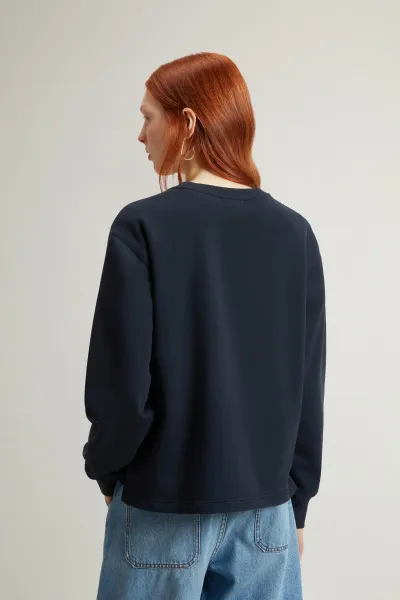 Mikina Woolrich Classic Fleece Crewneck Melton Blue