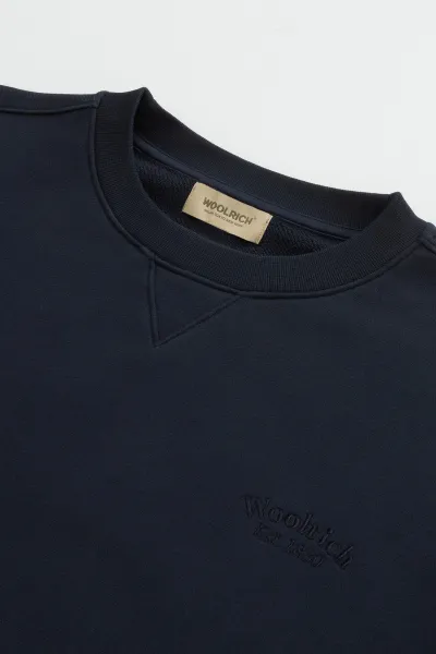 Mikina Woolrich Classic Fleece Crewneck Melton Blue
