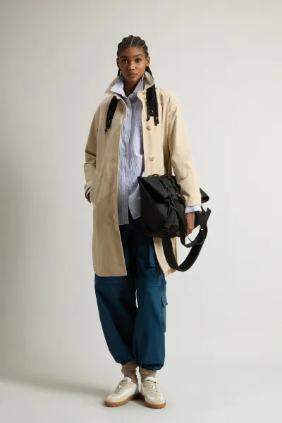 Kabát Woolrich Cotton Blend Coat White Pepper