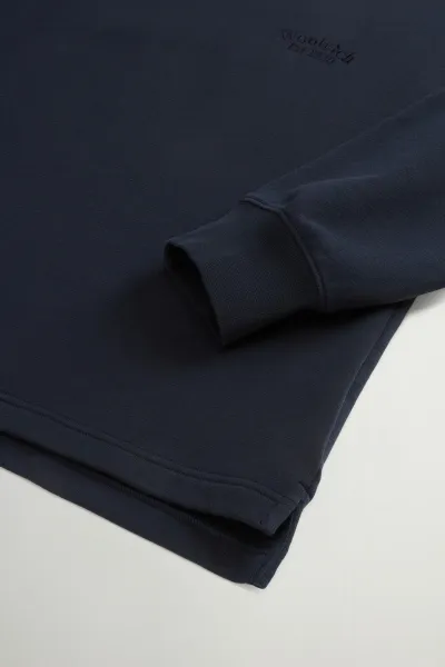 Mikina Woolrich Classic Fleece Crewneck Melton Blue
