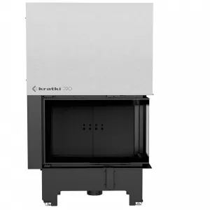 Kratki VN 810/410 pravé presklenie s výsuvným otváraním dvierok, čierne ohnisko - krbová vložka rohová VNP/810/410/BLACK