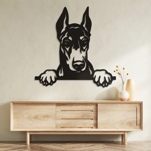 Drevená dekorácia na stenu - Pes Doberman