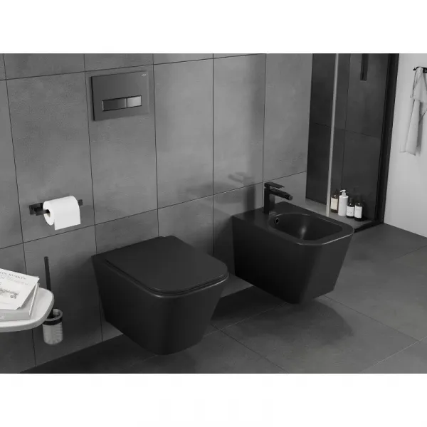 MEXEN - Teo Závesná WC misa Rimless Tornado, čierna mat 3385XX85T