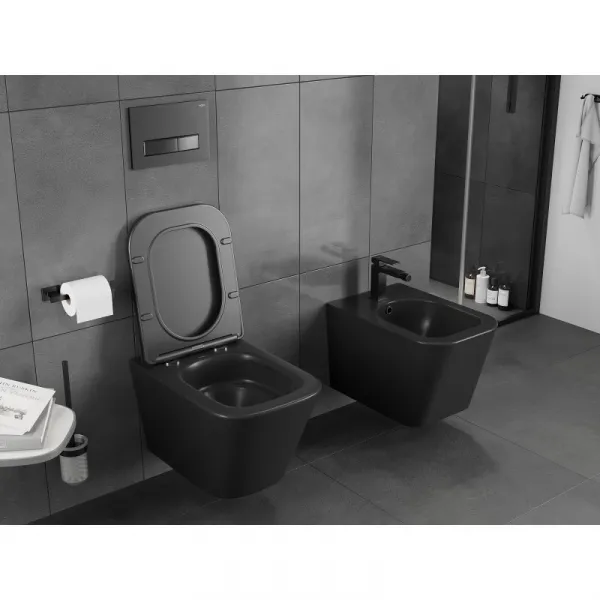 MEXEN - Teo Závesná WC misa Rimless Tornado, čierna mat 3385XX85T