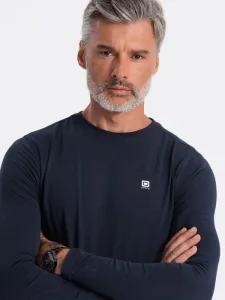 Pánske tričko s dlhým rukávom a s logom- tmavomodré