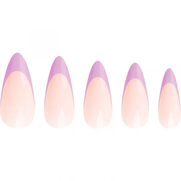 Nail HQ Almond Purple French umelé nechty s lepidlom 24 ks