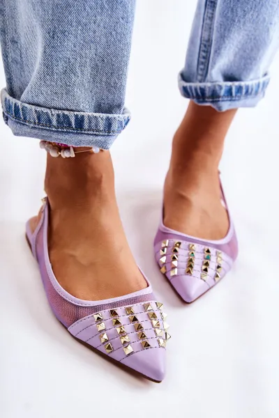 Boto Ženské baleríny s gombíkami Purple Kinley
