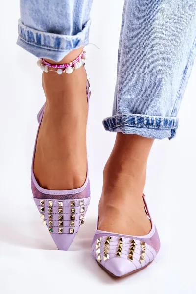 Boto Ženské baleríny s gombíkami Purple Kinley