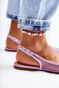 Boto Ženské baleríny s gombíkami Purple Kinley