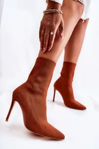 WS1 Dámske vysoké topánky s ponožkou na Pin Camel Luisell