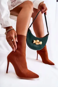 WS1 Dámske vysoké topánky s ponožkou na Pin Camel Luisell