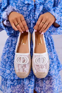 Boto Ženské čipky espadrilles s dekoráciou biely letný sen