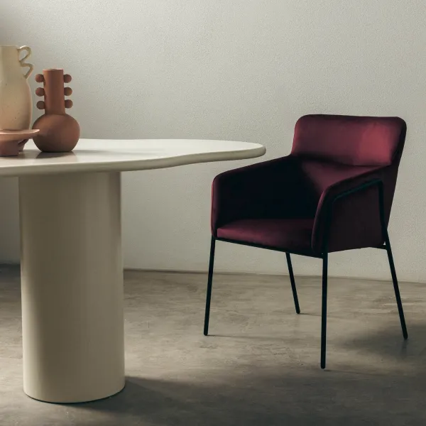 Bordové dizajnové jedálenské kreslo HELSINKI VELVET