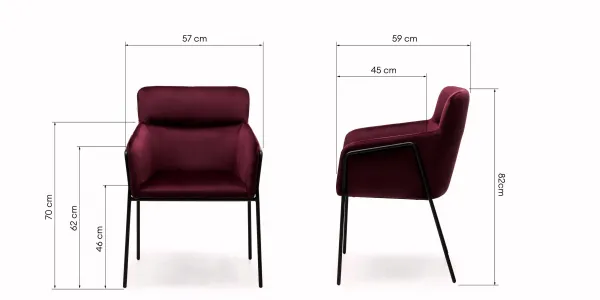 Bordové dizajnové jedálenské kreslo HELSINKI VELVET