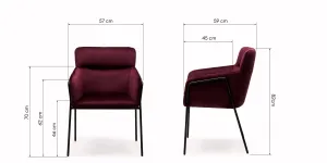 Bordové dizajnové jedálenské kreslo HELSINKI VELVET